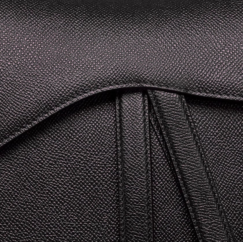 Saddle Bag with Strap Black Grained Calfskin